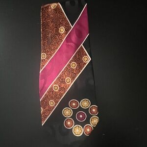 FORMAT MENS TIE VINTAGE MADE IN JAPAN SILK BLACK MAROON GOLD